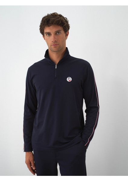 Erkek Lacivert Esnek Dokulu Regular Fit Sweatshirt fiyatları