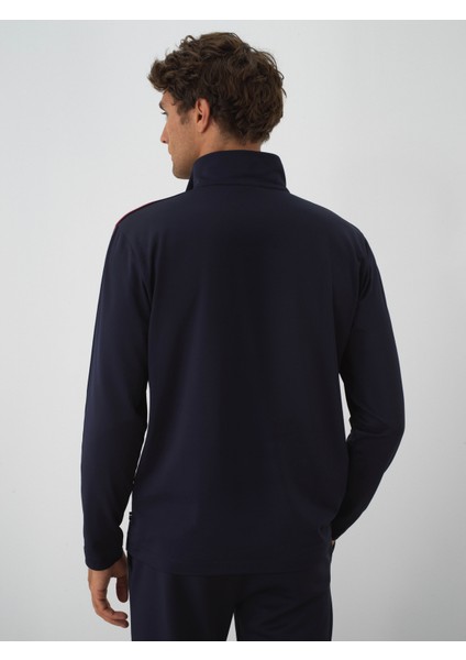 Erkek Lacivert Esnek Dokulu Regular Fit Sweatshirt fırsatları