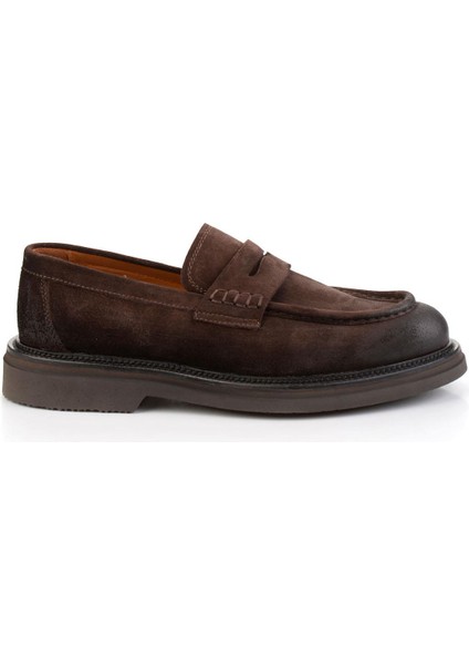 Kahve Hakiki Deri Erkek Loafer Ayakkabı E01901495302