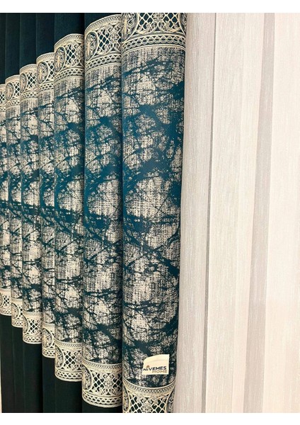 Nivemeshome Nina Yeşil 1/3 Sık Pileli Fon Perde Apm