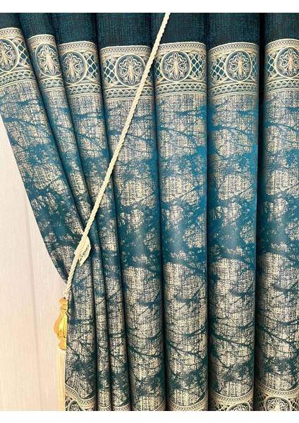 Nivemeshome Nina Yeşil 1/3 Sık Pileli Fon Perde Apm