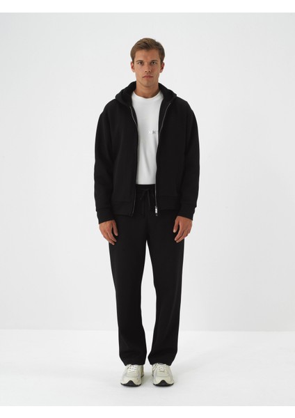 Erkek Siyah Pamuk Dokulu Oversize Sweat Pantolon