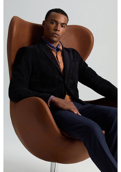 Doğal Süet Deri Lacivert Spor Ceket modelleri