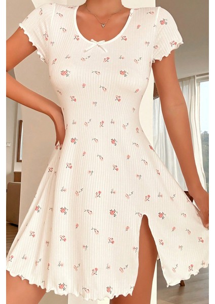 Yırtmaçlı Kısa Kollu Pijama Gecelik modelleri