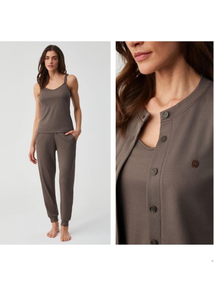 Penye Mood Bayan Hırkalı 3'lü Içi Şardonlu Pijama Takımı PM9931 fiyatları