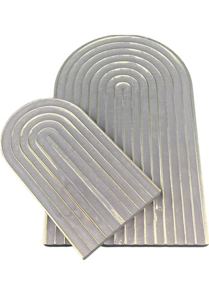 Gold Serisi Gri Archade Çok Amaçlı Sunum Tepsisi Ikili Set