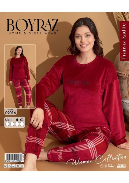 Boyraz 09016 Fransız Kadife Kumaş Uzun Kol Pijama Takımı