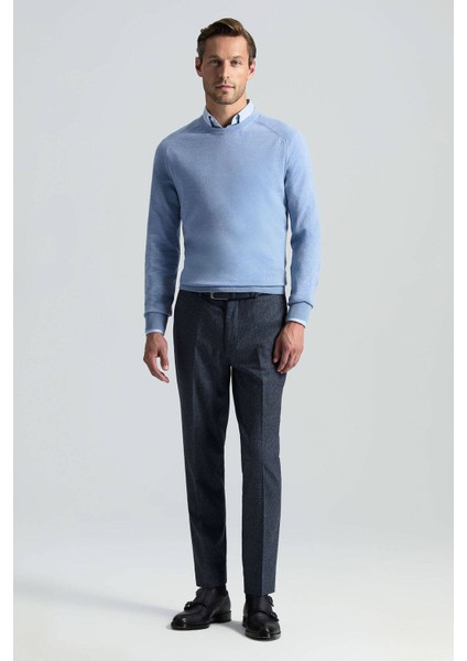Yün Kaşmir Karışım Koyu Mavi Chino Flanel Pantolon fiyatları