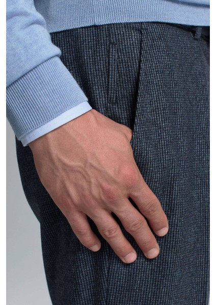 Yün Kaşmir Karışım Koyu Mavi Chino Flanel Pantolon modelleri