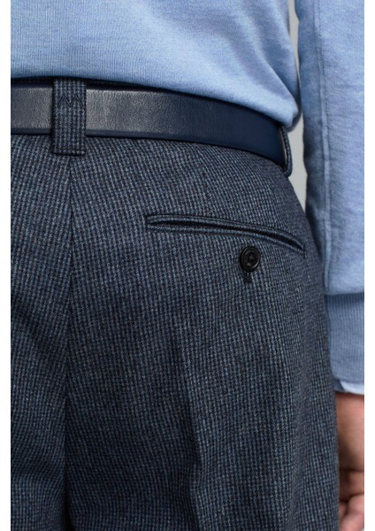 Yün Kaşmir Karışım Koyu Mavi Chino Flanel Pantolon indirimleri