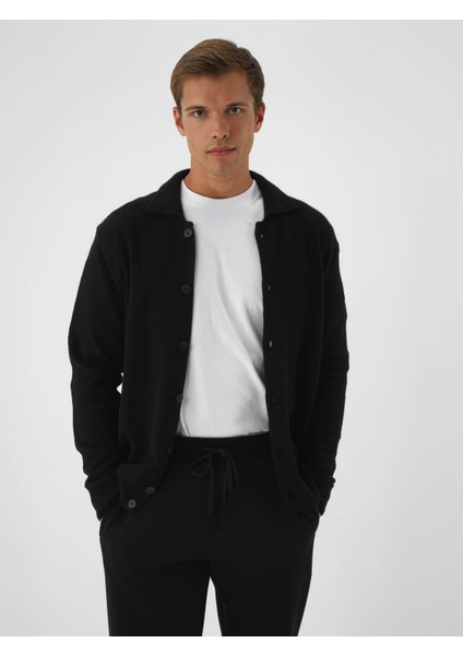 Erkek Siyah Yumuşak Dokulu Regular Fit Hırka fiyatları