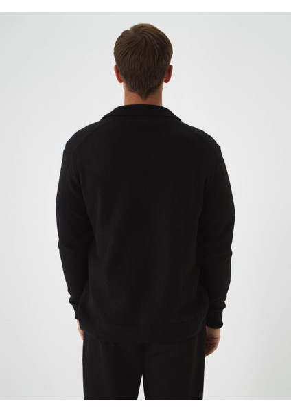 Erkek Siyah Yumuşak Dokulu Regular Fit Hırka fırsatları