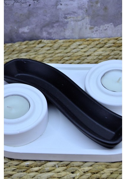 Taş Tozu Dekoratif Tealight Mumluk Seti – 2’li Mumluk, Takı & Sunum Kutusu ve Oval Tabak Yingyang Takı Kutusu modelleri