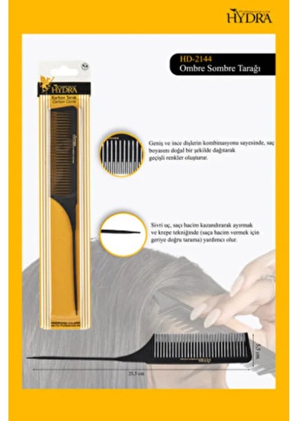 Tarko 2144 Ombre Tarağı Tüm Saç Tipleri İçin Özel Tasarım Siyah Renk modelleri
