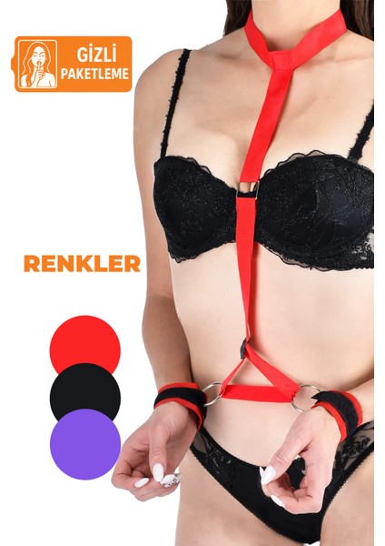 Boyun Bağlamalı Harness Fantazi Bdsm  Kelepçe Set