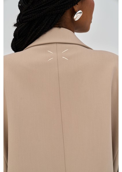 Emma Dikiş Detay Bej Blazer