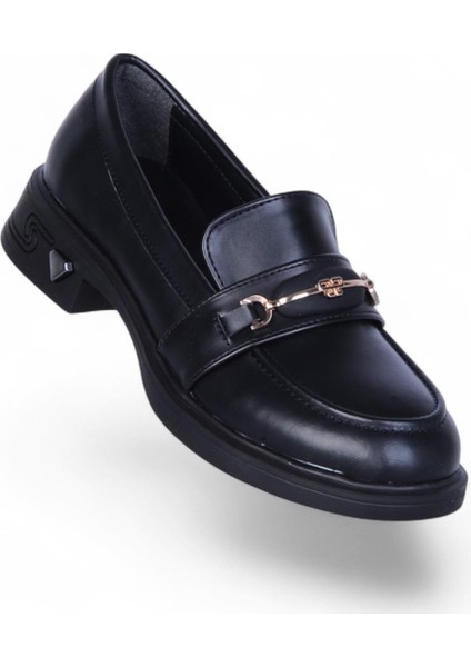 308 Cilt Nosima Siyah Kadın Loafer Ayakkabı