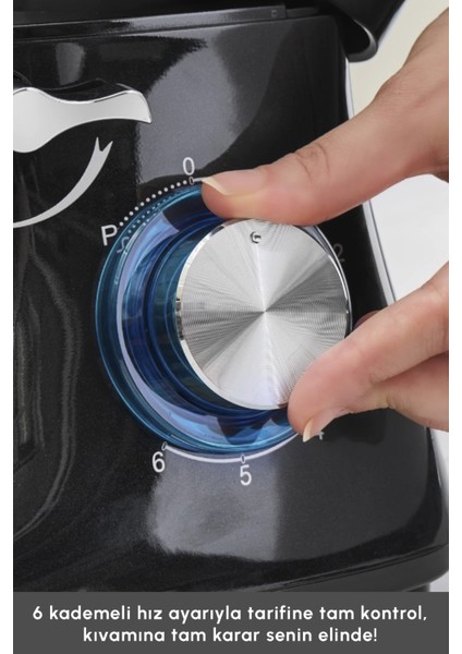 1900W Stand Mikser, 5,5 Lt, Çok Fonksiyonlu, Siyah, Kıyma ve Köfte Aparatı fırsatları