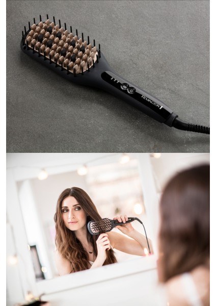 Siyah CB7400 Saç Düzleştirici Tarak, Şık ve Kullanışlı Saç Düzleştirme Aleti