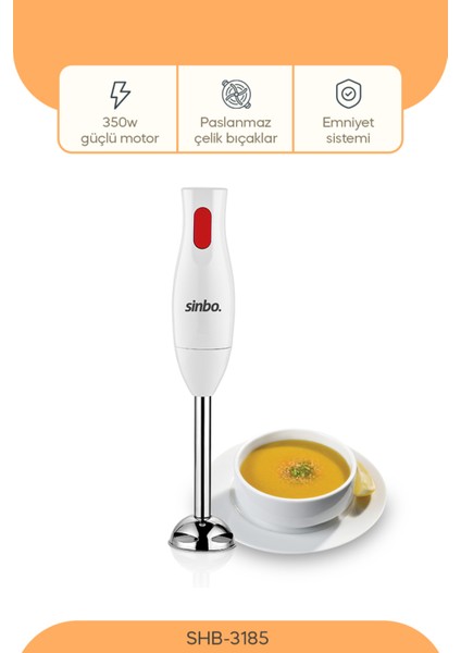 350W Çubuk El Blenderı, Beyaz, Kolay Kullanım ve Dayanıklı Tasarım