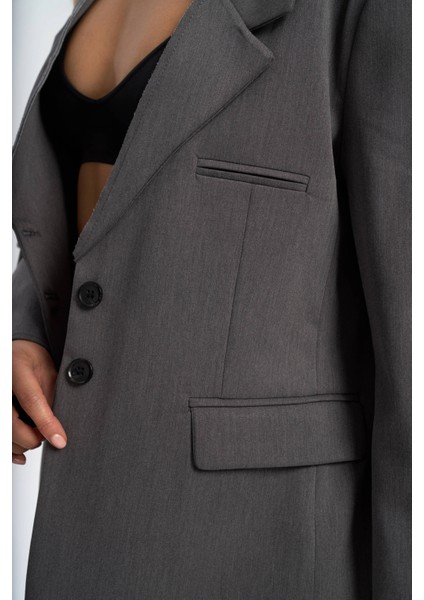 Volda Yaka Detay Antrasit Blazer