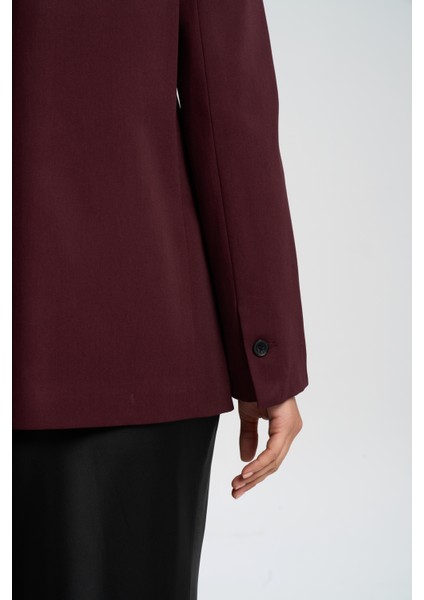 Volda Yaka Detay Bordo Blazer