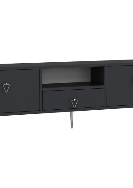 1306DROPCT-1 Tv Sehpası Antrasit-Gümüş Kulp
