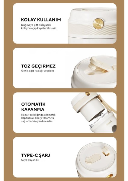 Taşınabilir 80W Kişisel Smoothie Blender, 350ML, Şarjlı, Çok Fonksiyonlu, Krem Renk