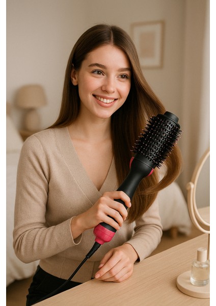 1200W Çok Amaçlı Saç Şekillendirici ve Düzleştirici Fön Tarağı Siyah