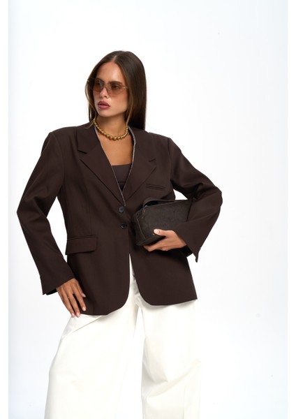 Volda Yaka Detay Kahve Blazer