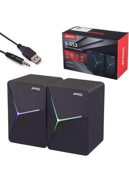 S-553 1+1 USB 3.5mm Jack Rgb Ledli Hoparlör Speaker modelleri