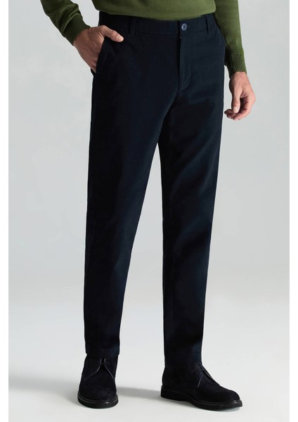 Pamuk Kaşmir Karışım Lacivert Chino Pantolon