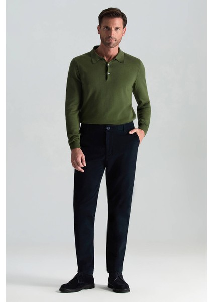Pamuk Kaşmir Karışım Lacivert Chino Pantolon modelleri
