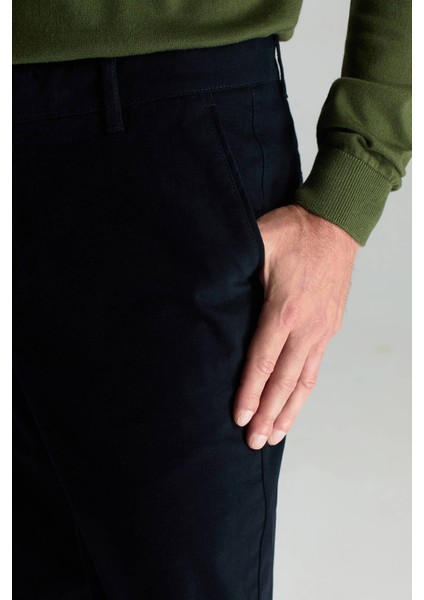 Pamuk Kaşmir Karışım Lacivert Chino Pantolon indirimleri