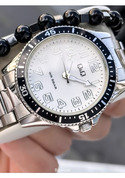 Erkek Kol Saati, Gümüş Çelik Kordon, 5 Atm Su Geçirmez, Bileklik Hediyeli