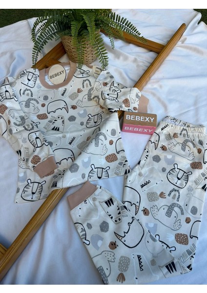Karışık Hayvan Baskılı Pijama Takımı