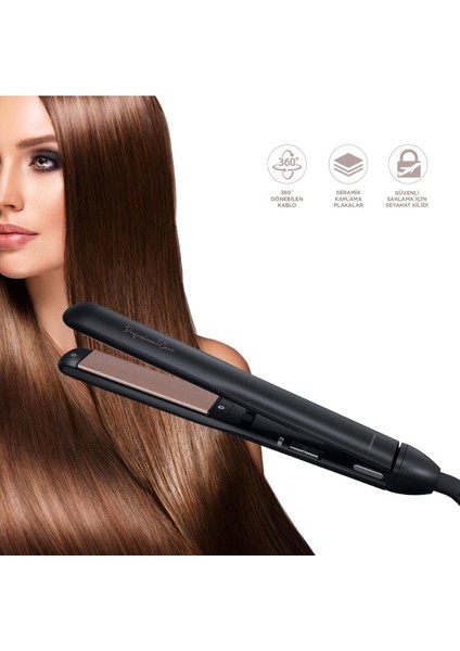 Saç Düzleştirici, Siyah, Kolay Kullanım, Parlak ve Pürüzsüz Görünüm fiyatları