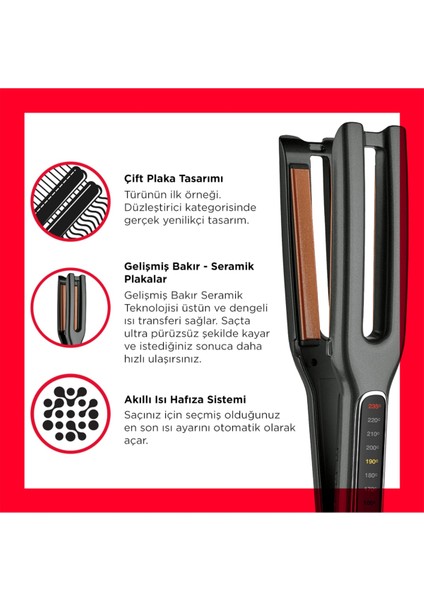 Çift Plakalı Saç Düzleştirici Siyah, Şık ve Kullanışlı Tasarım fırsatları