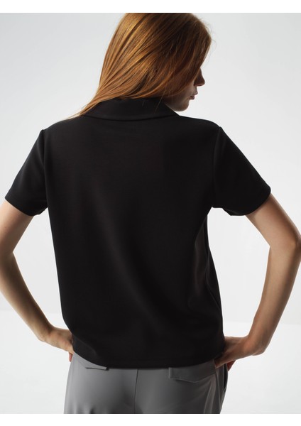 Kadın Siyah Modal Dokulu Regular Fit Tişört fırsatları