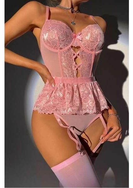 For Dreams 8412 Dantel Büstiyer ve Jartiyer Takım fırsatları