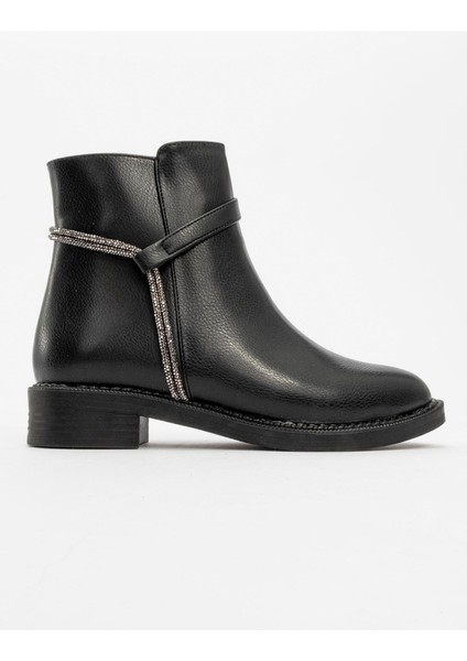 Kadın Taşlı Günlük Topuklu Ayakkabı SİYAH CİLT modelleri