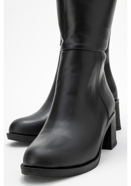 Topuklu Kadın Çizme Siyah Cilt modelleri