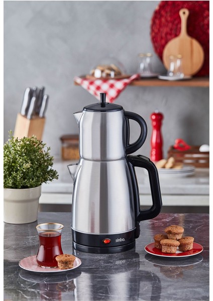 Gri Elektrikli Çay Makinesi – Hızlı ve Kolay Çay Demleme Keyfi