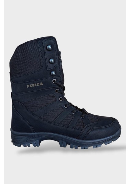 Fermuarlı Bağcıklı Erkek Uzun Bot Siyah