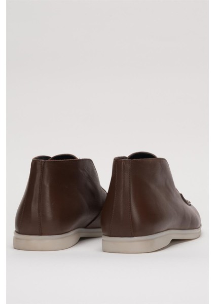 Hakiki Deri Kısa Klasik Erkek Bot Kahverengi