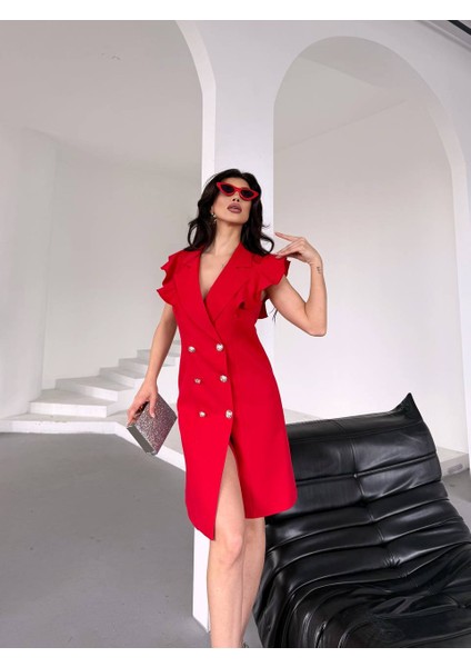 Kadın Kruvaze Yaka Fırfır Detaylı Elbise modelleri