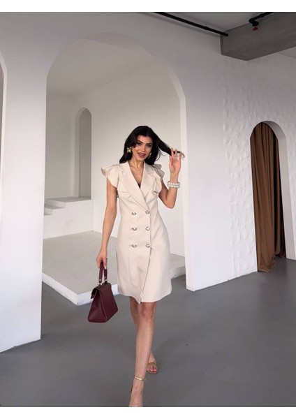 Kadın Kruvaze Yaka Fırfır Detaylı Elbise modelleri