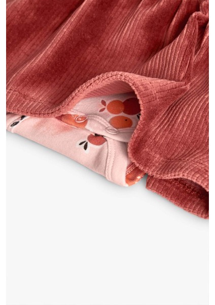 Kız Bebek Tavşan Nakışlı Elbise Set
