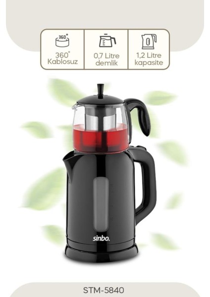 Elektrikli Çay Seti, Siyah, Modern Tasarım, Hızlı ve Kolay Kullanım