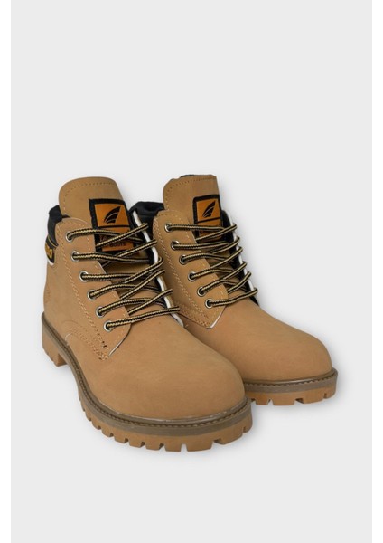 Unisex Kışlık Soğuk Geçirmez Kaydırmaz Taban Günlük Bağcıklı Bot Camel